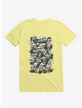 Cat Skull Party Corn Silk Yellow T-Shirt, , hi-res
