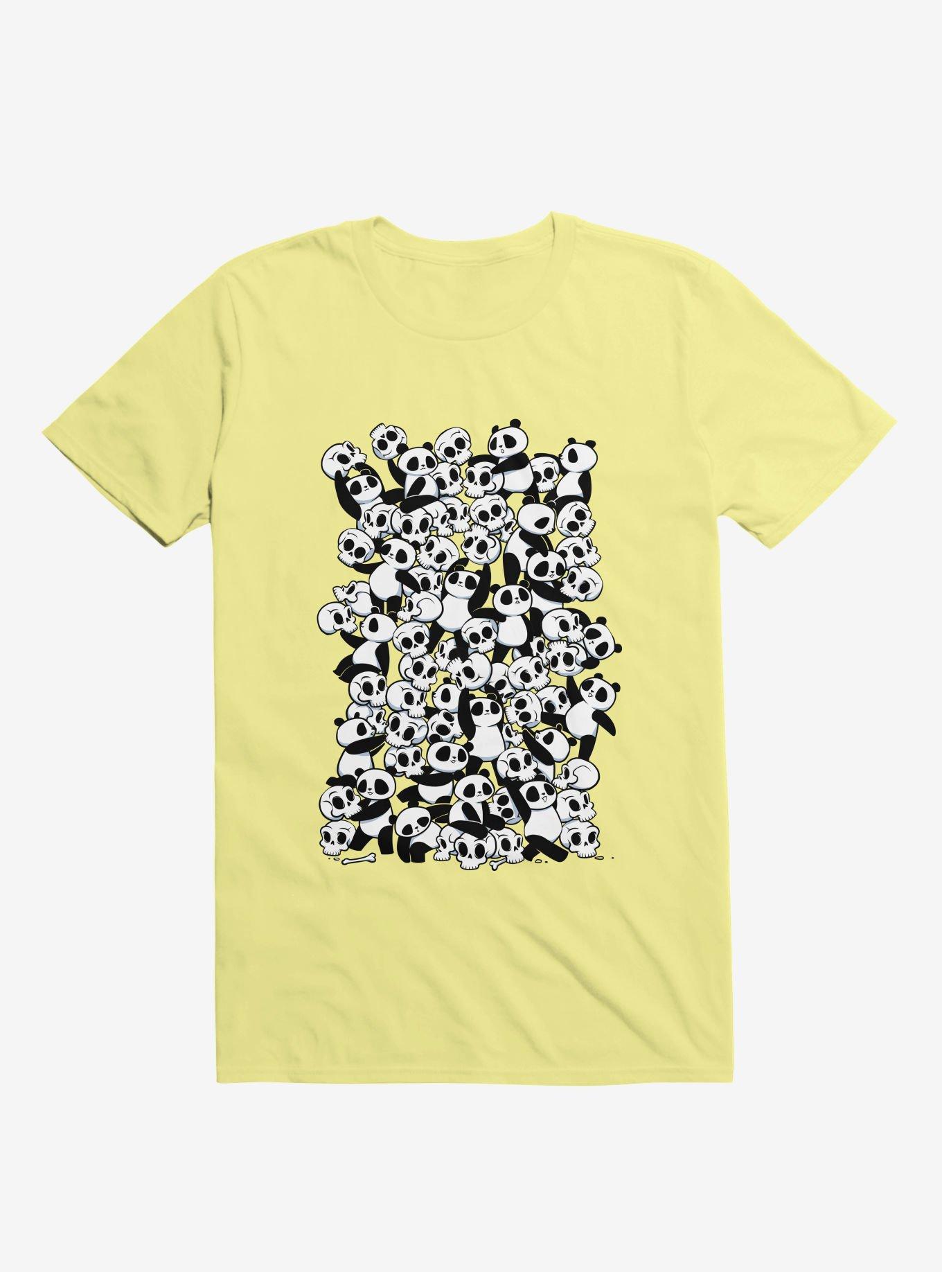 THRDLESS Dia De Los Muertos Panda Party Corn Silk Yellow T-Shirt
