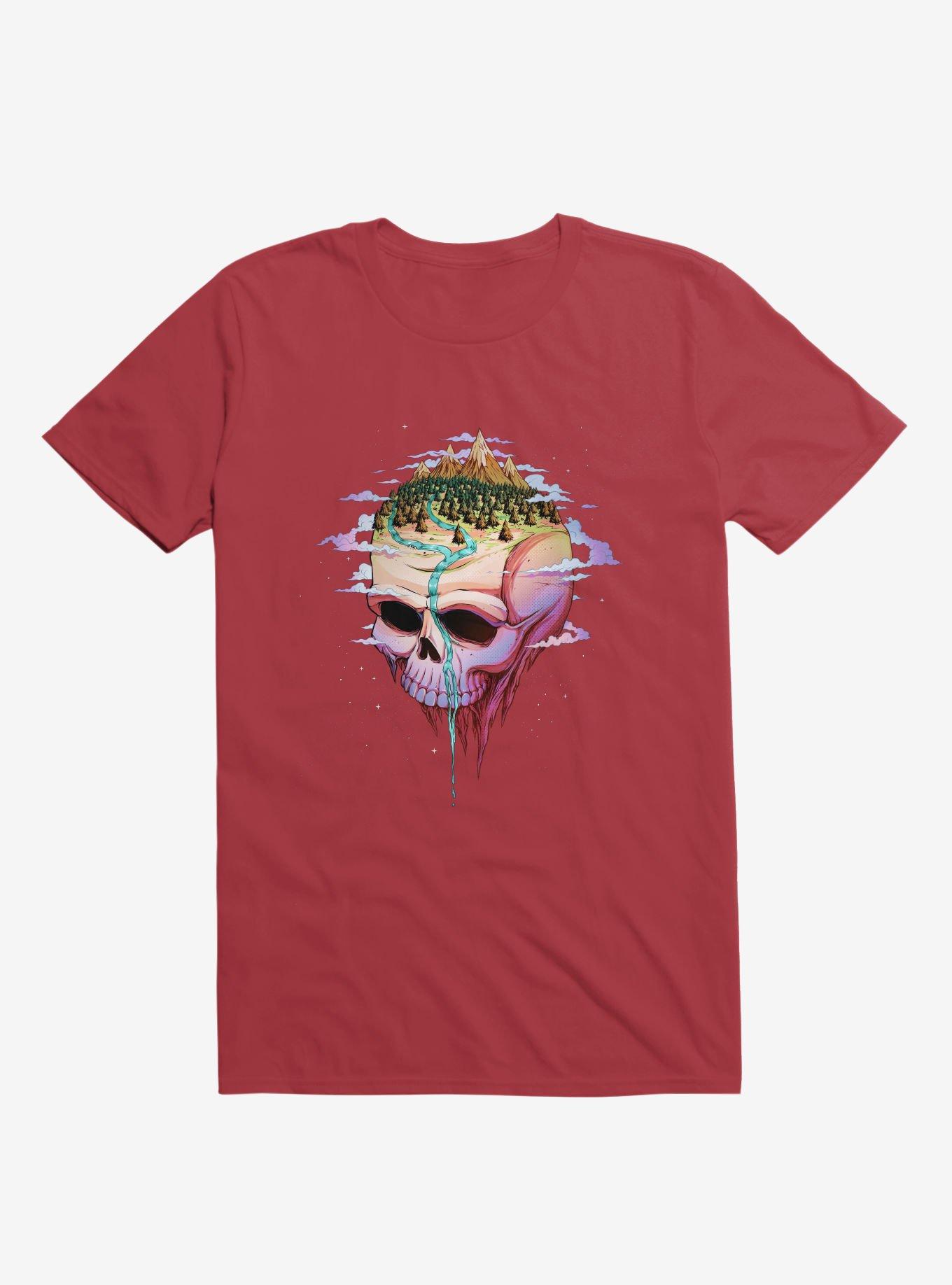 Planet Skull T-Shirt, RED, hi-res