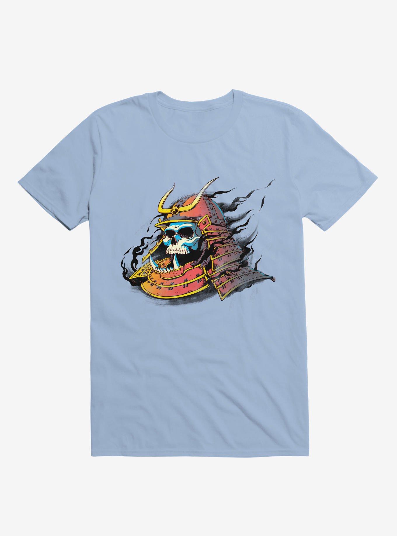 Samurai Skull T-Shirt, LIGHT BLUE, hi-res