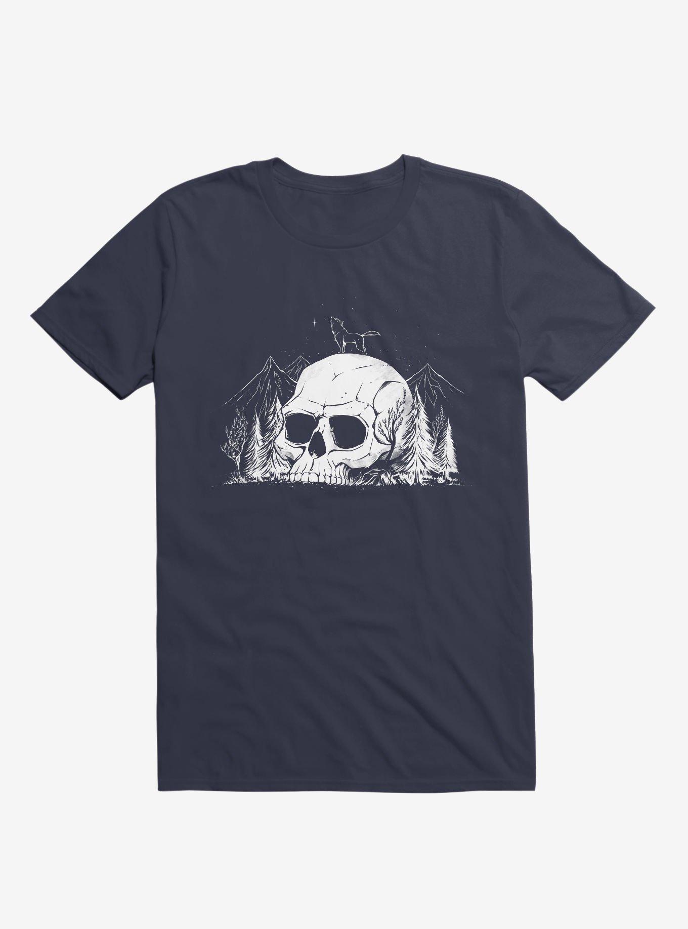 Skull Forest Navy Blue T-Shirt, , hi-res