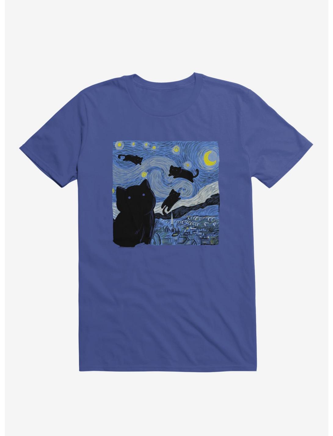 The Starry Cat Night Royal Blue T-Shirt, ROYAL, hi-res