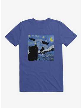 The Starry Cat Night Royal Blue T-Shirt, , hi-res