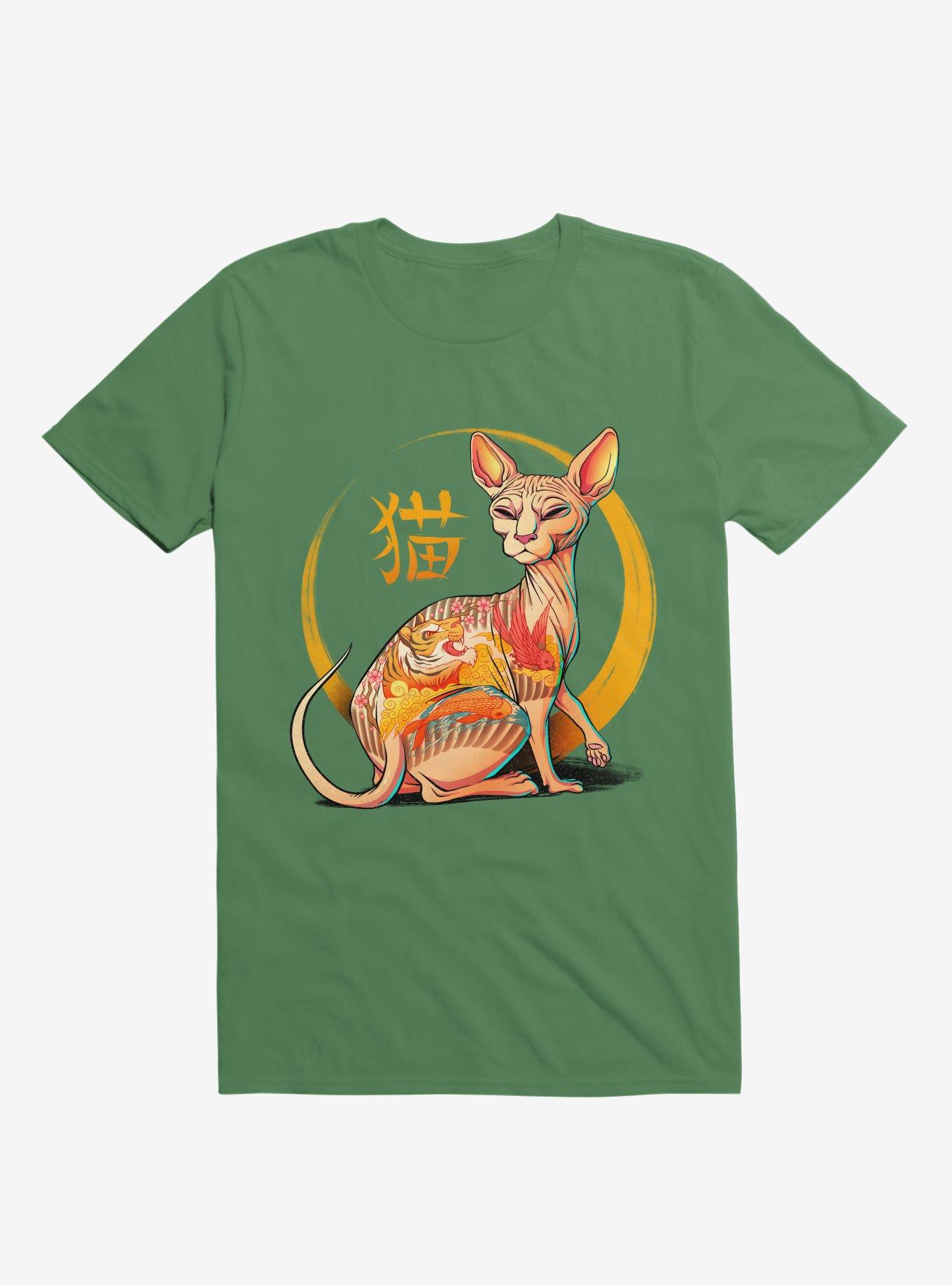 Yakuza Cat Kelly Green T-Shirt, KELLY GREEN, hi-res