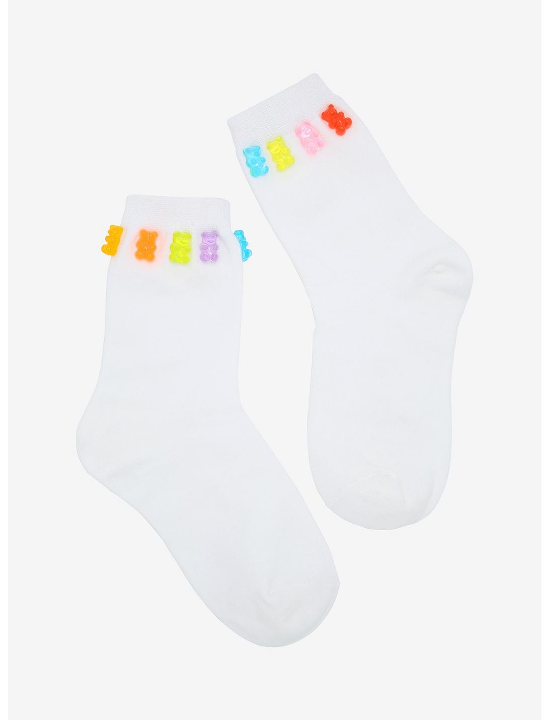 Rainbow Candy Bear Embellished Crew Socks, , hi-res