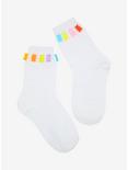 Rainbow Candy Bear Embellished Crew Socks, , hi-res
