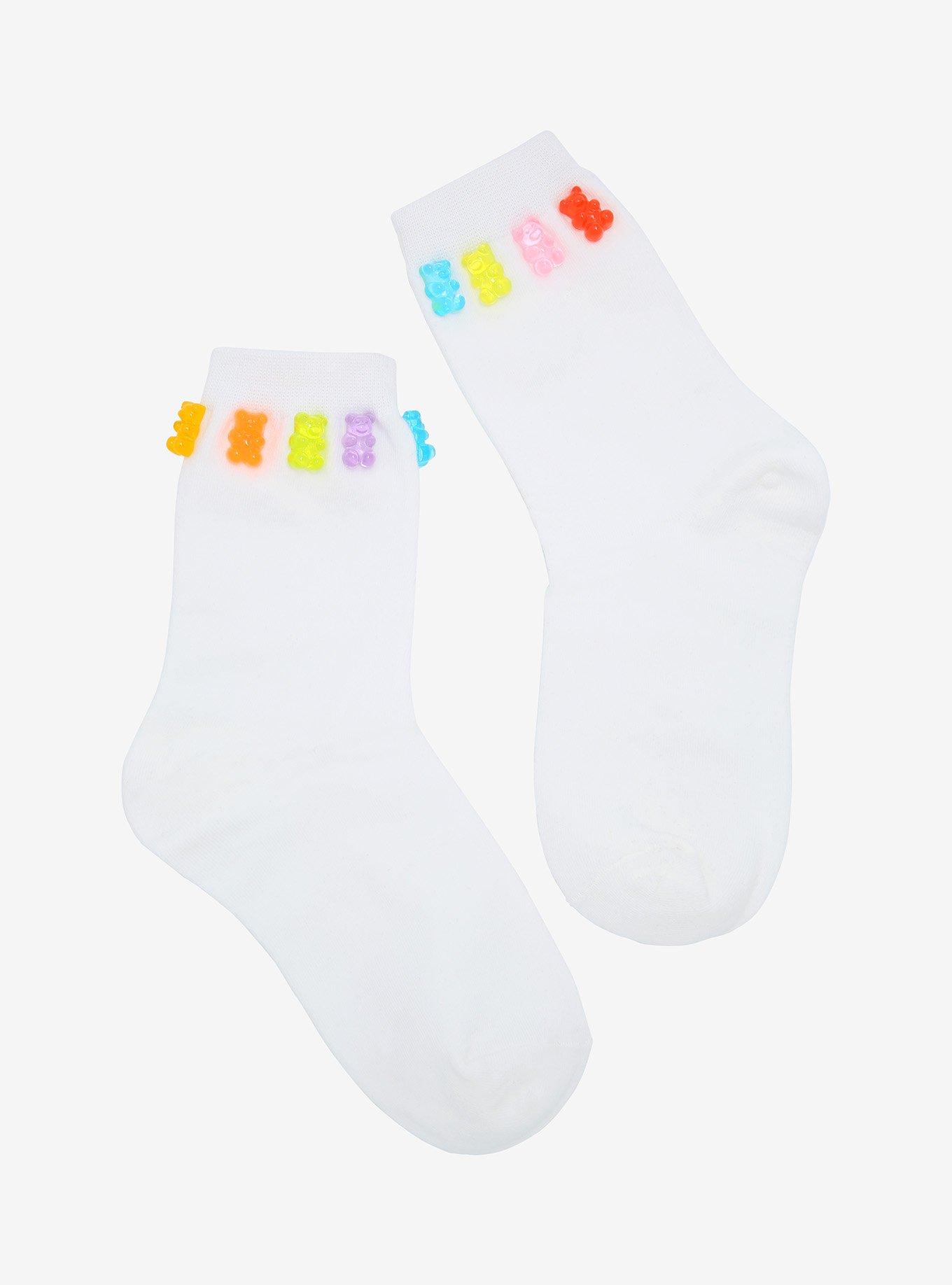 Rainbow Candy Bear Embellished Crew Socks, , hi-res