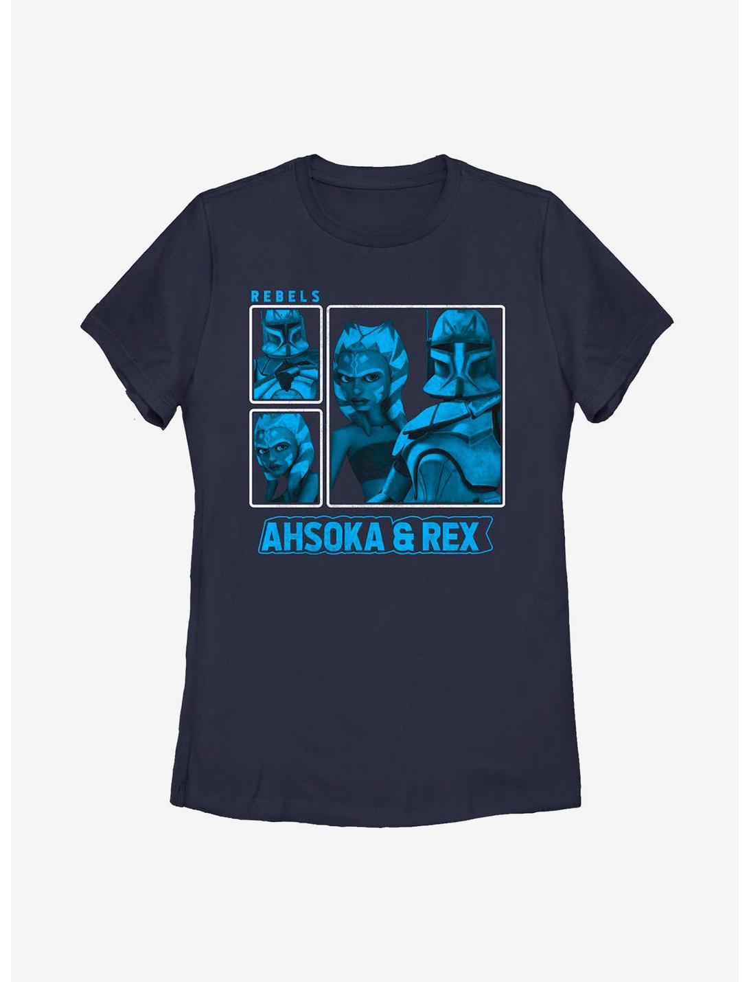 Star Wars: The Clone Wars Rex And Ahsoka Rebels Womens T-Shirt, NAVY, hi-res