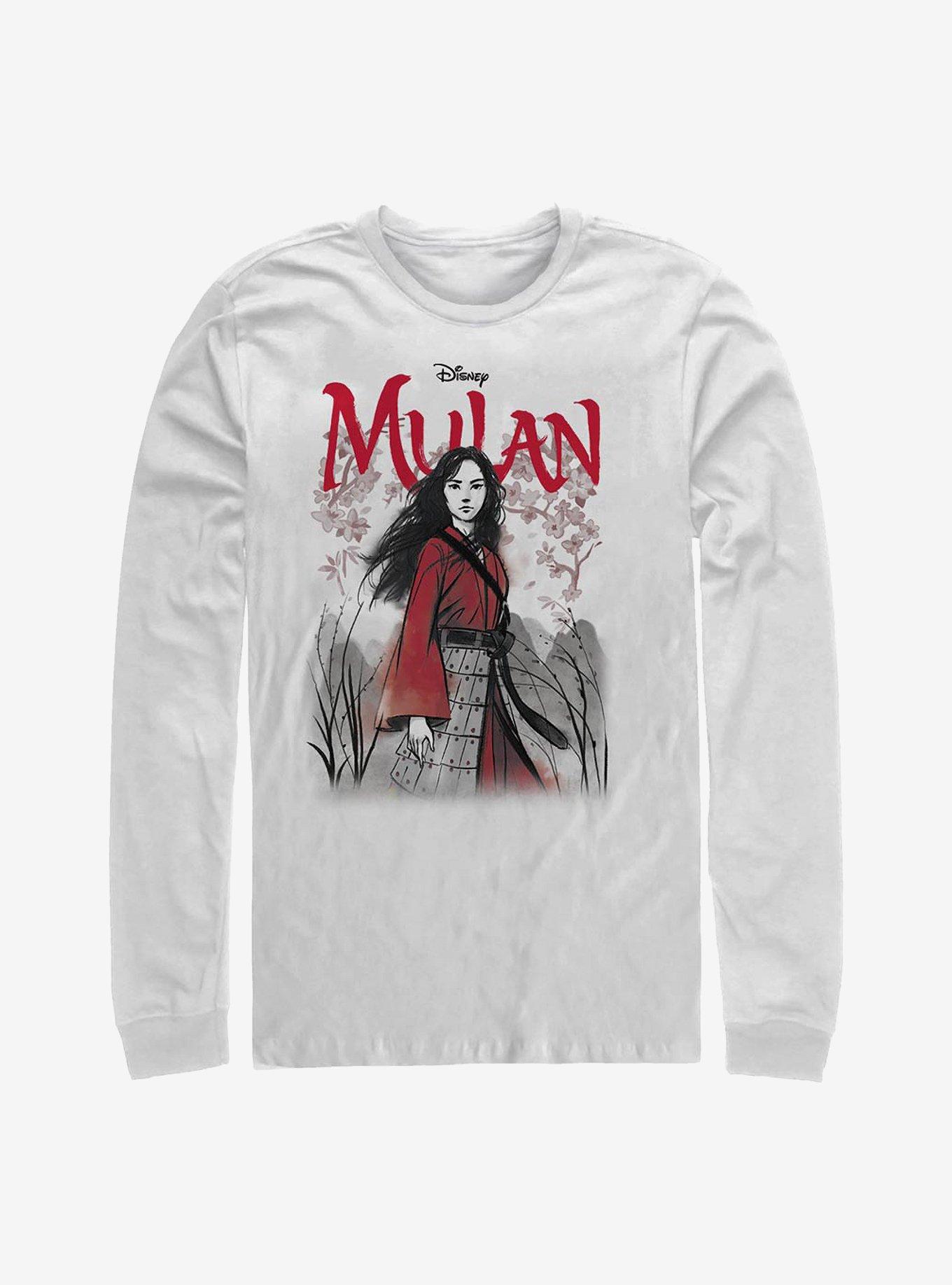 Disney Mulan Watercolor Live Action Title Long-Sleeve T-Shirt