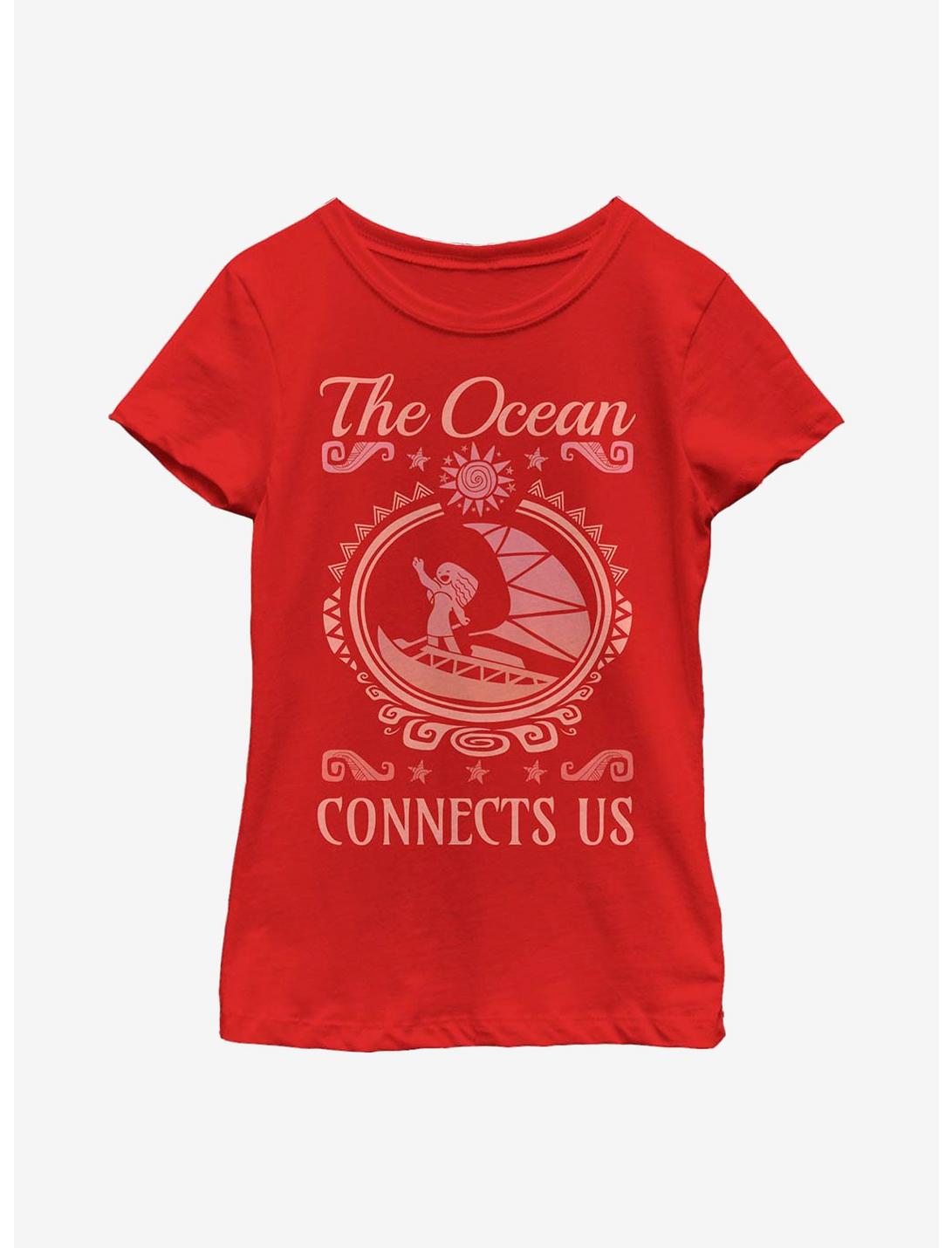 Disney Moana Connect Us Youth Girls T-Shirt, RED, hi-res