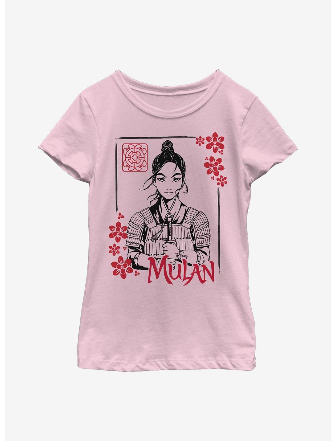 Disney Mulan Ink Line Youth Girls T-Shirt, PINK, hi-res