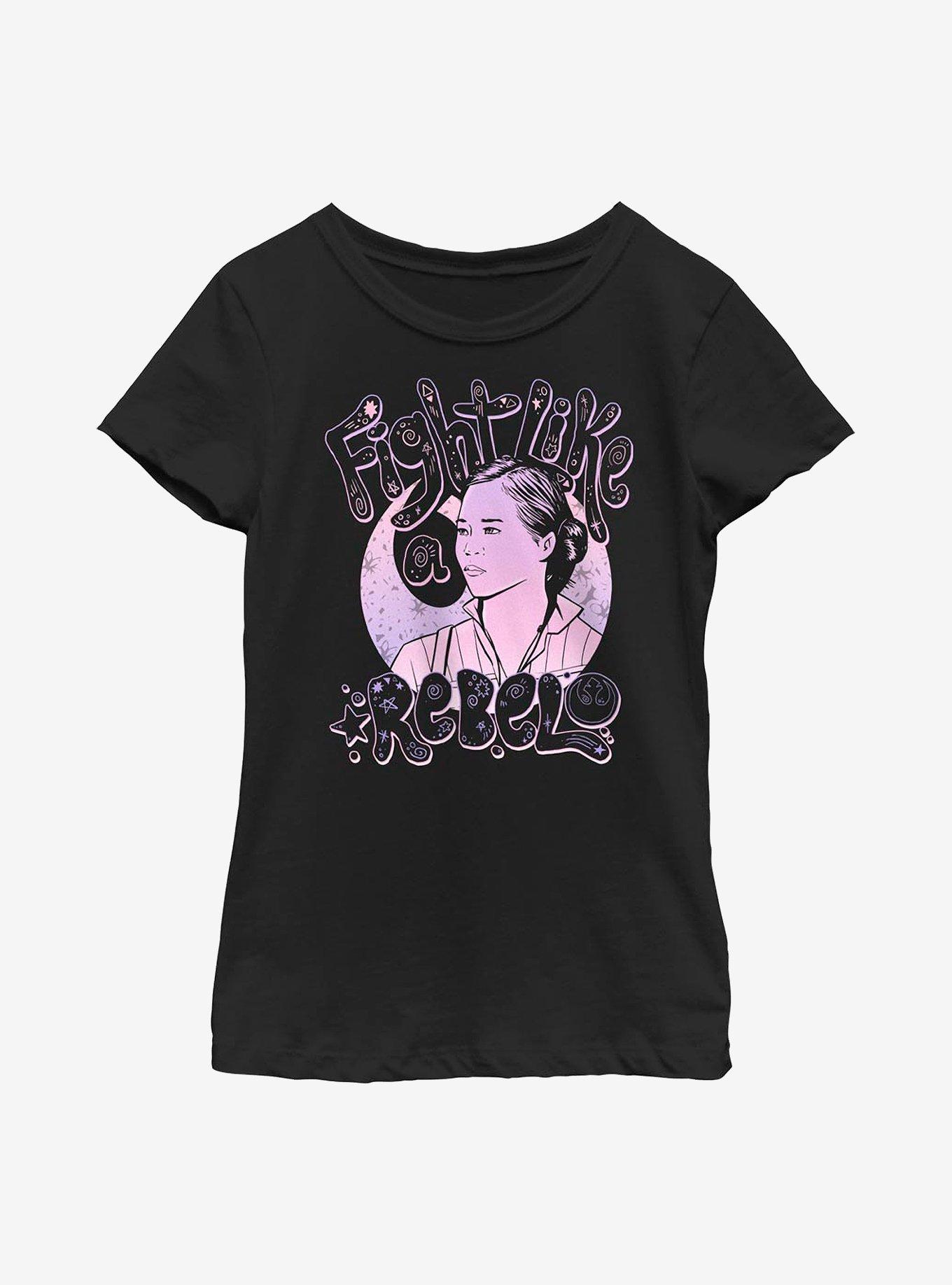 Star Wars Rebel Rose Youth Girls T-Shirt, BLACK, hi-res