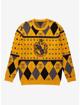Harry Potter Hufflepuff Crest Holiday Sweater - BoxLunch Exclusive, , hi-res