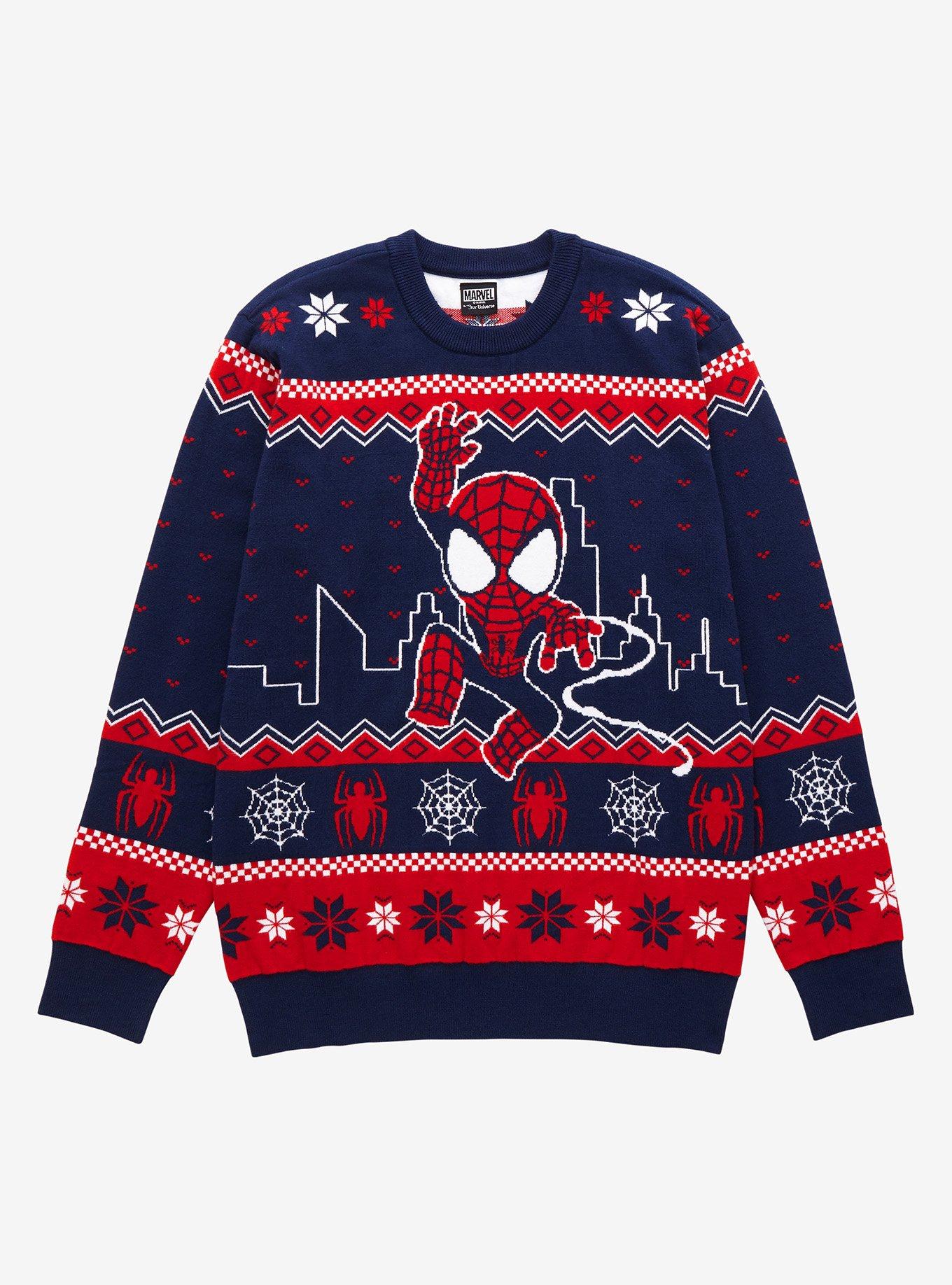 Marvel Spider-Man Chibi Character Holiday Sweater - BoxLunch Exclusive |  BoxLunch