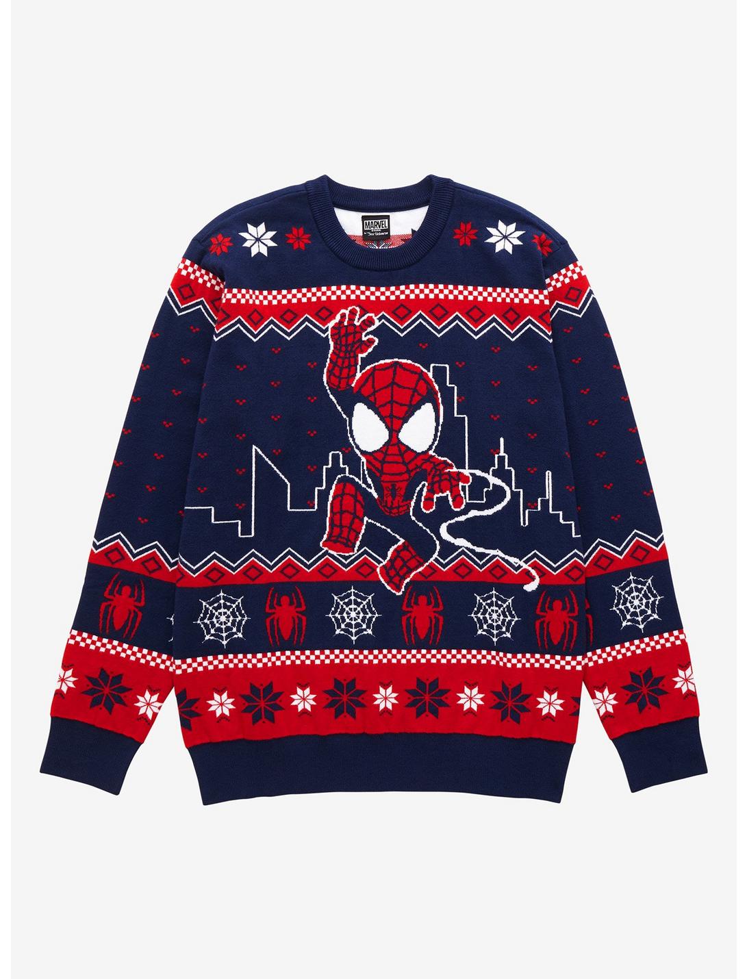 Marvel Spider-Man Chibi Character Holiday Sweater - BoxLunch Exclusive, MULTI, hi-res