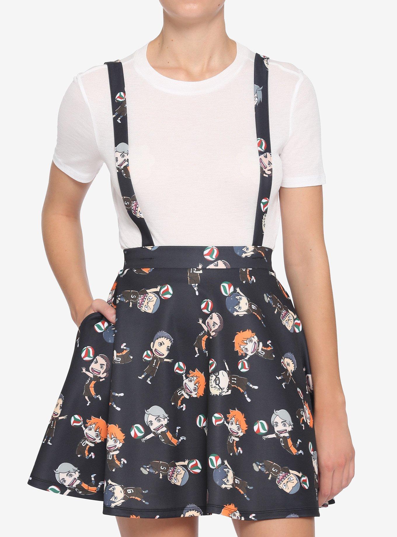 Haikyu!! Chibi Characters Suspender Skirt, MULTI, hi-res