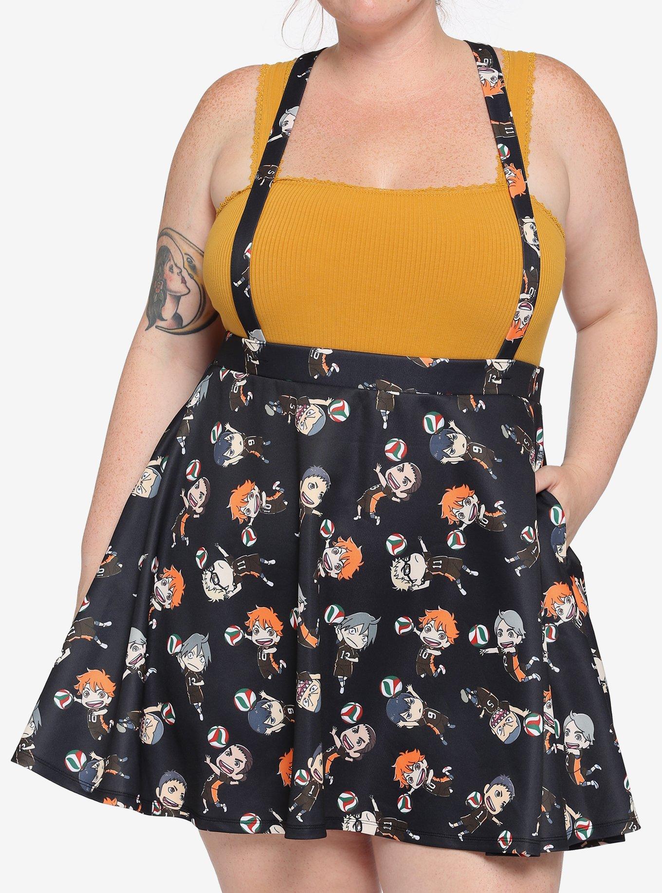 Haikyu!! Chibi Characters Suspender Skirt Plus Size, MULTI, hi-res