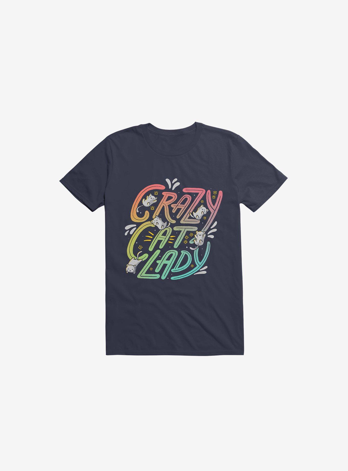 Crazy Cat Lady Navy Blue T-Shirt, , hi-res