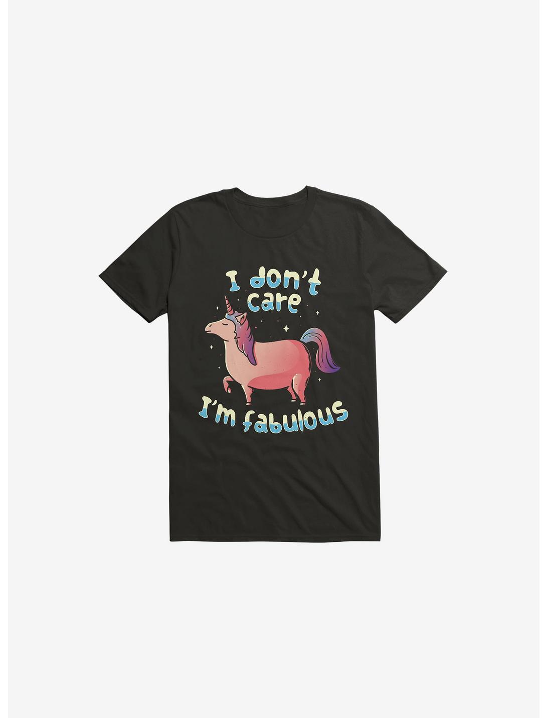 I Don't Care I'm Fabulous Unicorn Black T-Shirt, BLACK, hi-res