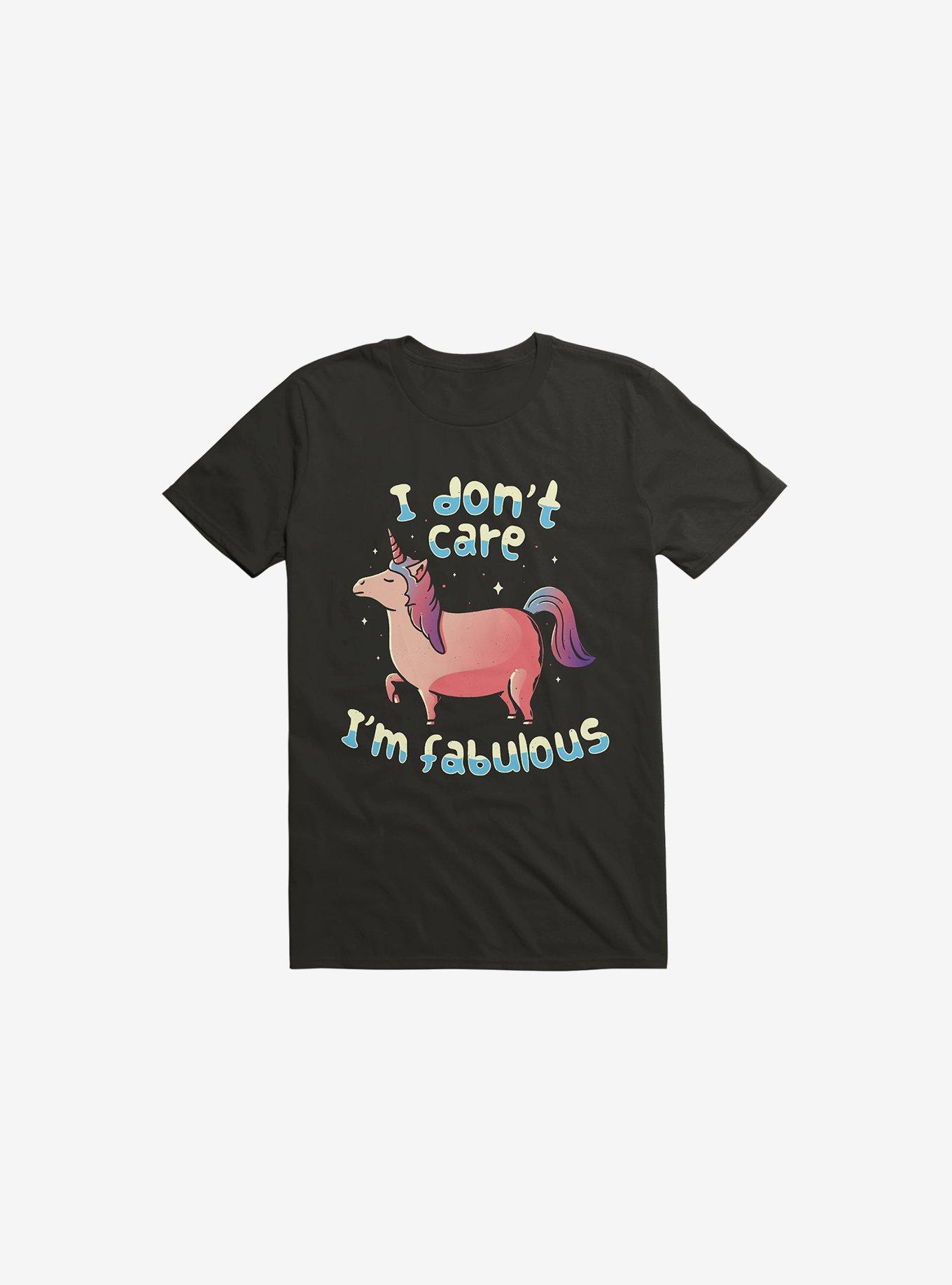 I Don't Care I'm Fabulous Unicorn Black T-Shirt, , hi-res