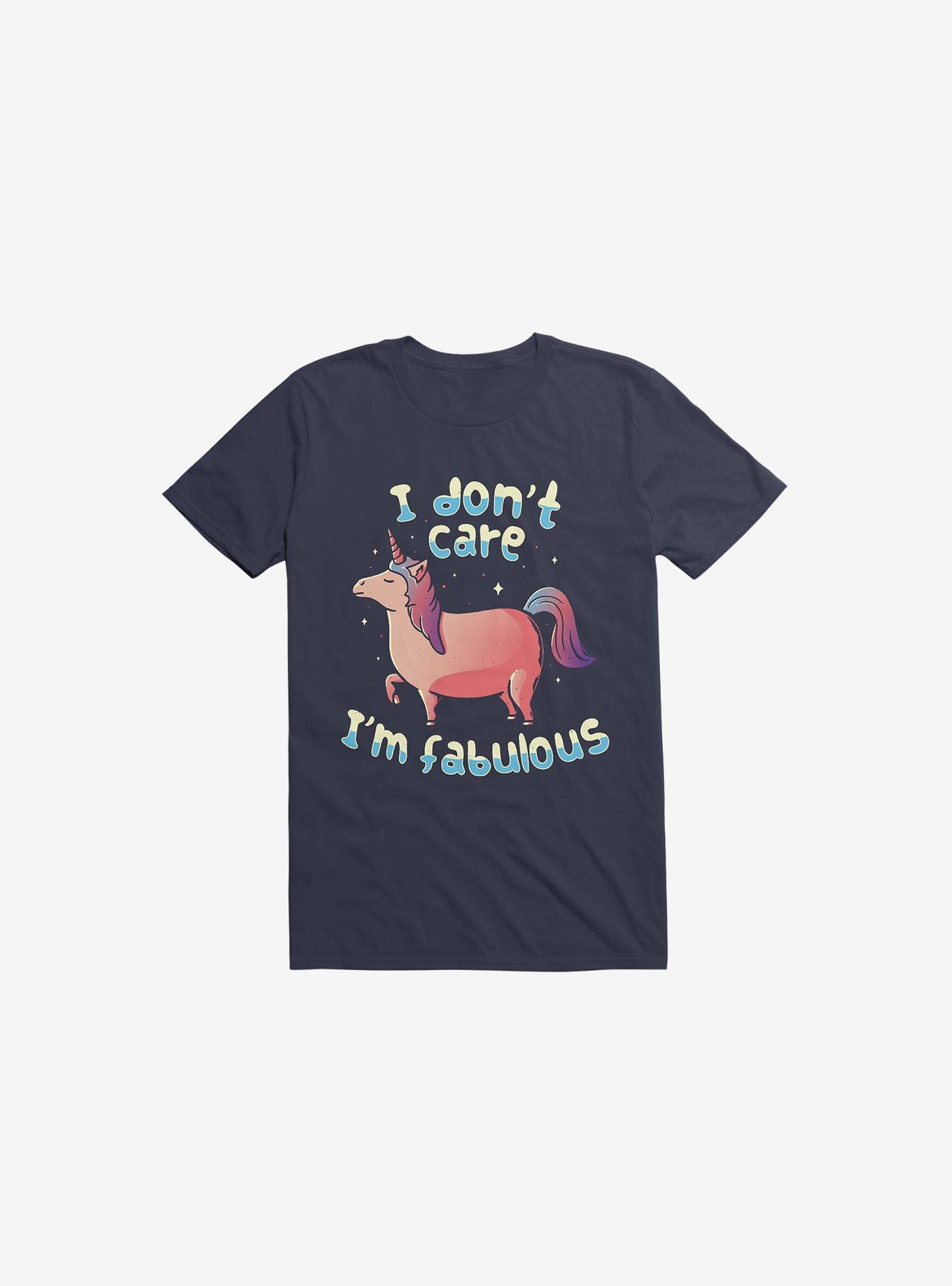 I Don't Care I'm Fabulous Unicorn Navy Blue T-Shirt