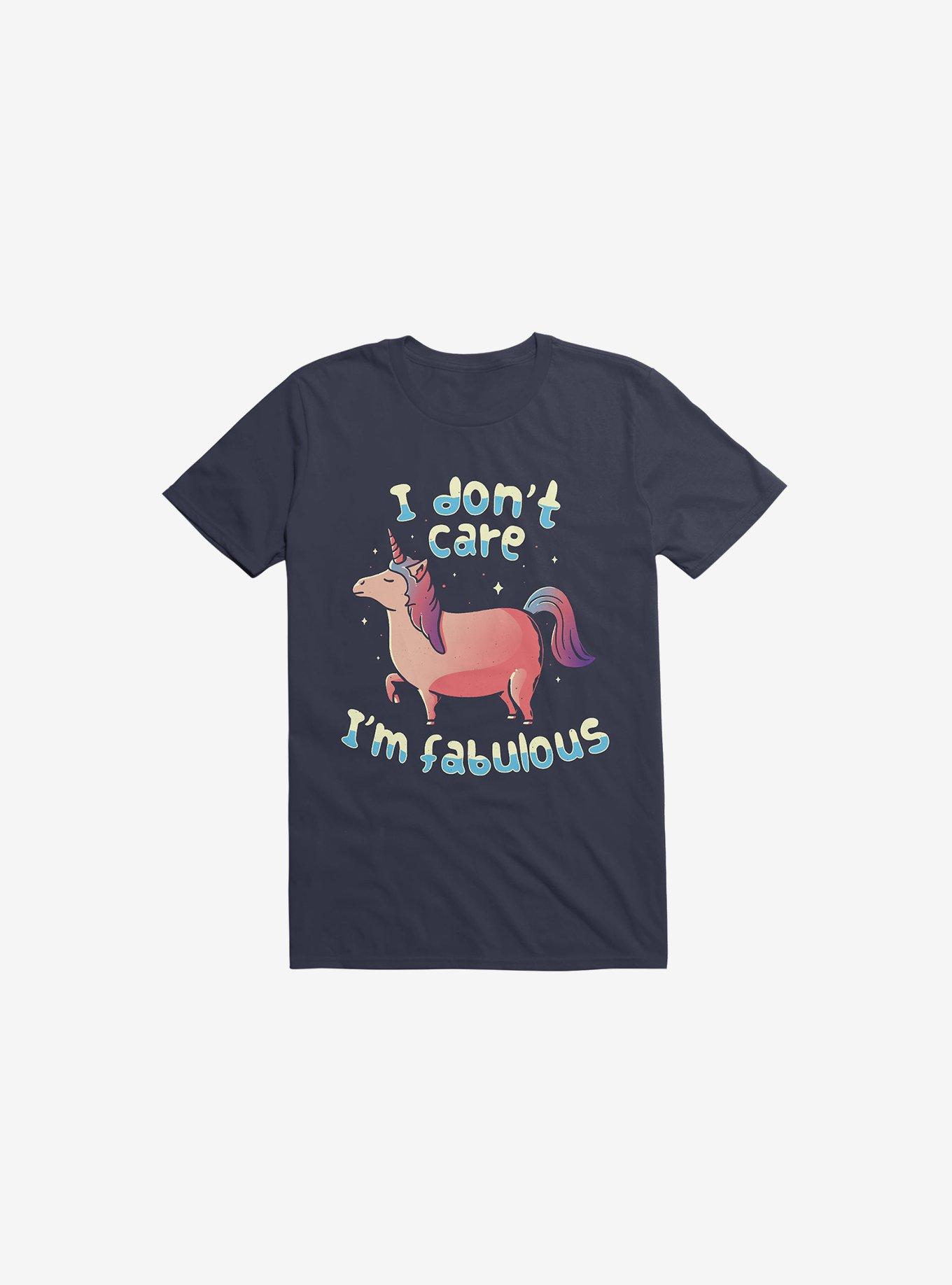 I Don't Care I'm Fabulous Unicorn Navy Blue T-Shirt, , hi-res