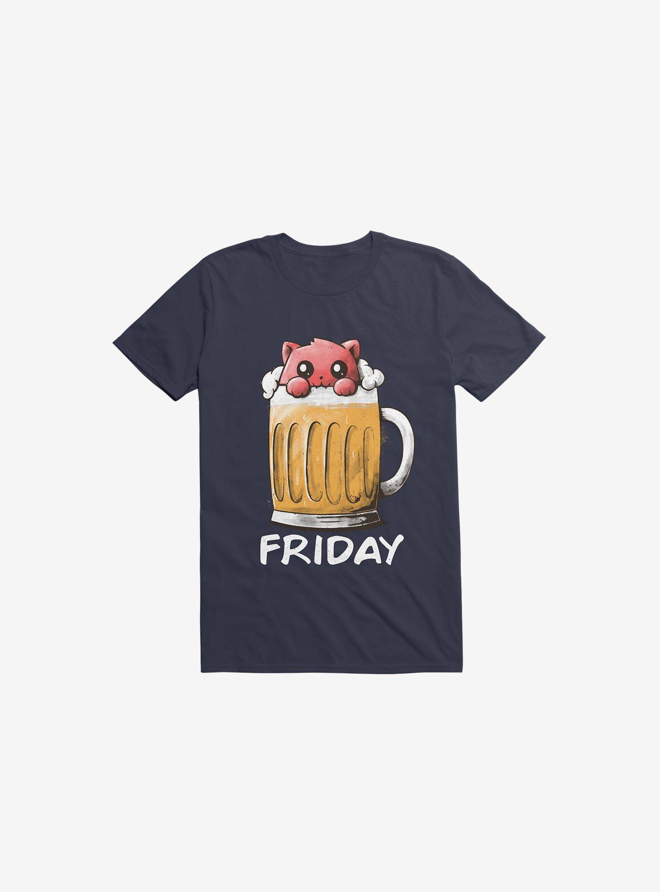 Friday Cat Navy Blue T-Shirt, , hi-res