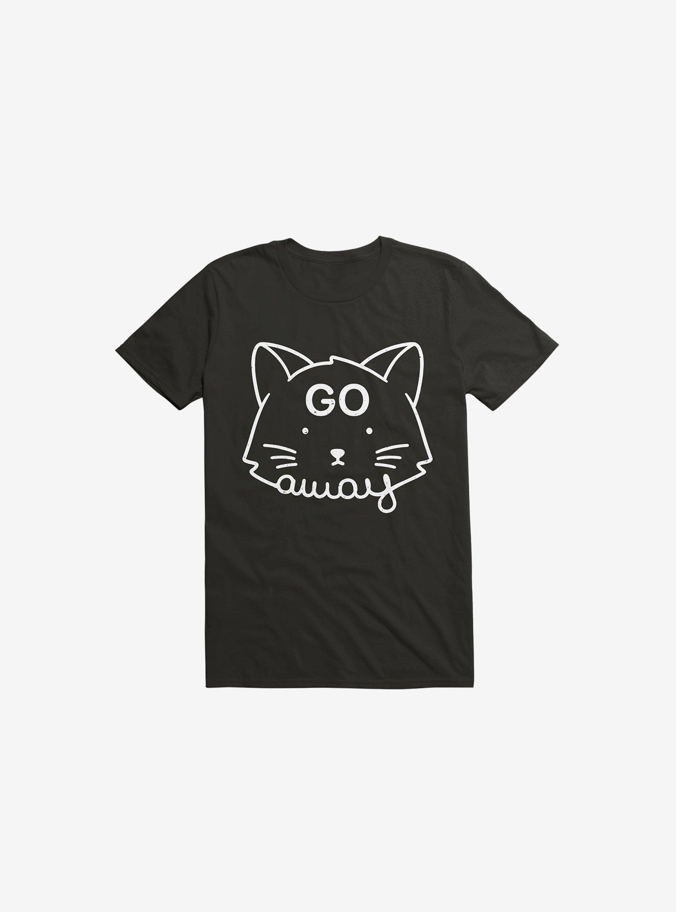 Go Away Cat Black T-Shirt, BLACK, hi-res