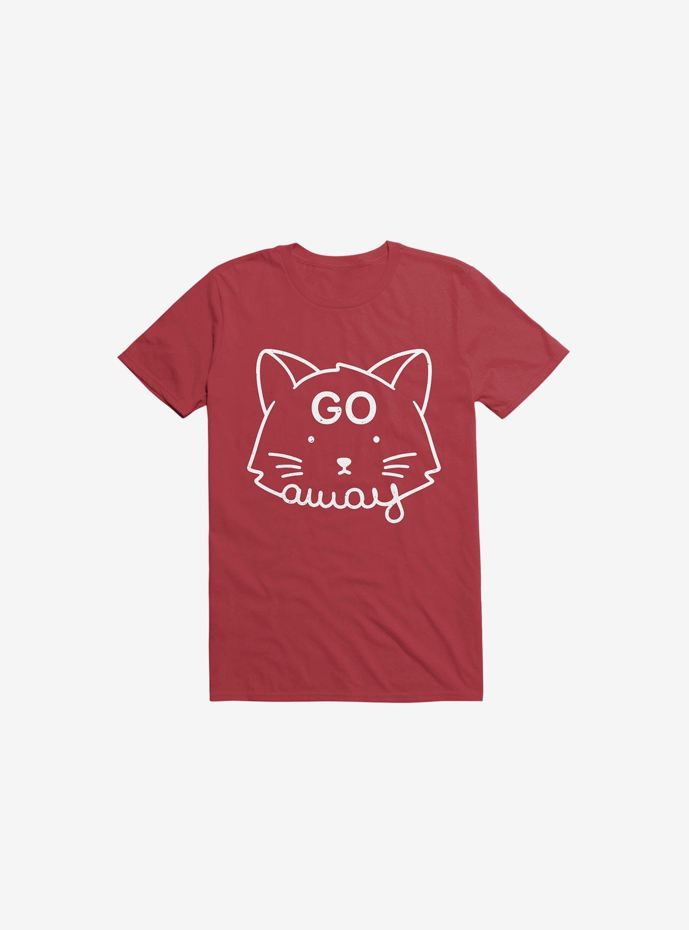 Go Away Cat Red T-Shirt, RED, hi-res