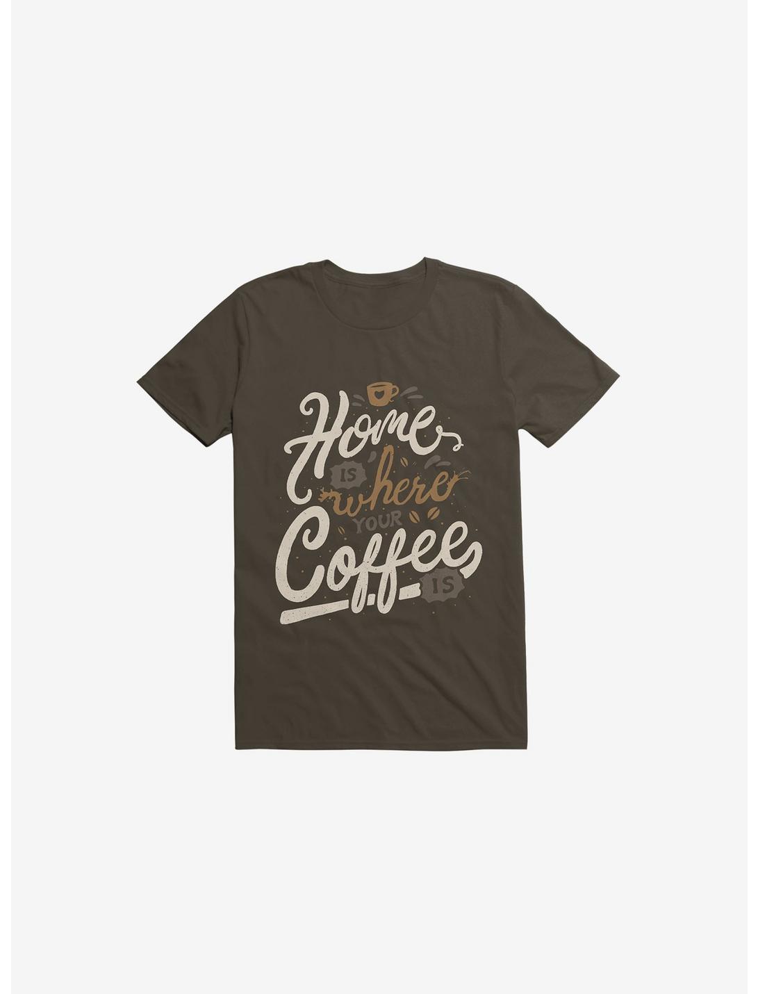 Home Is Where You Coffee Is Brown T-Shirt, BROWN, hi-res