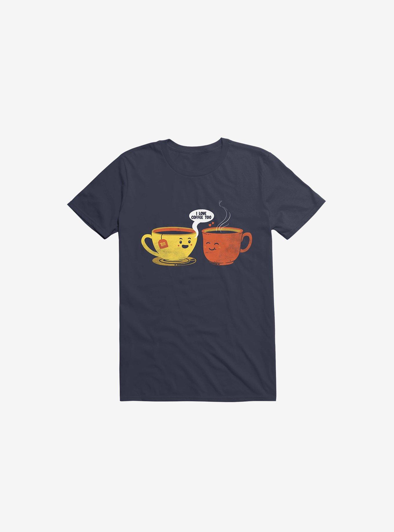 I Love Coffee Too Navy Blue T-Shirt, , hi-res