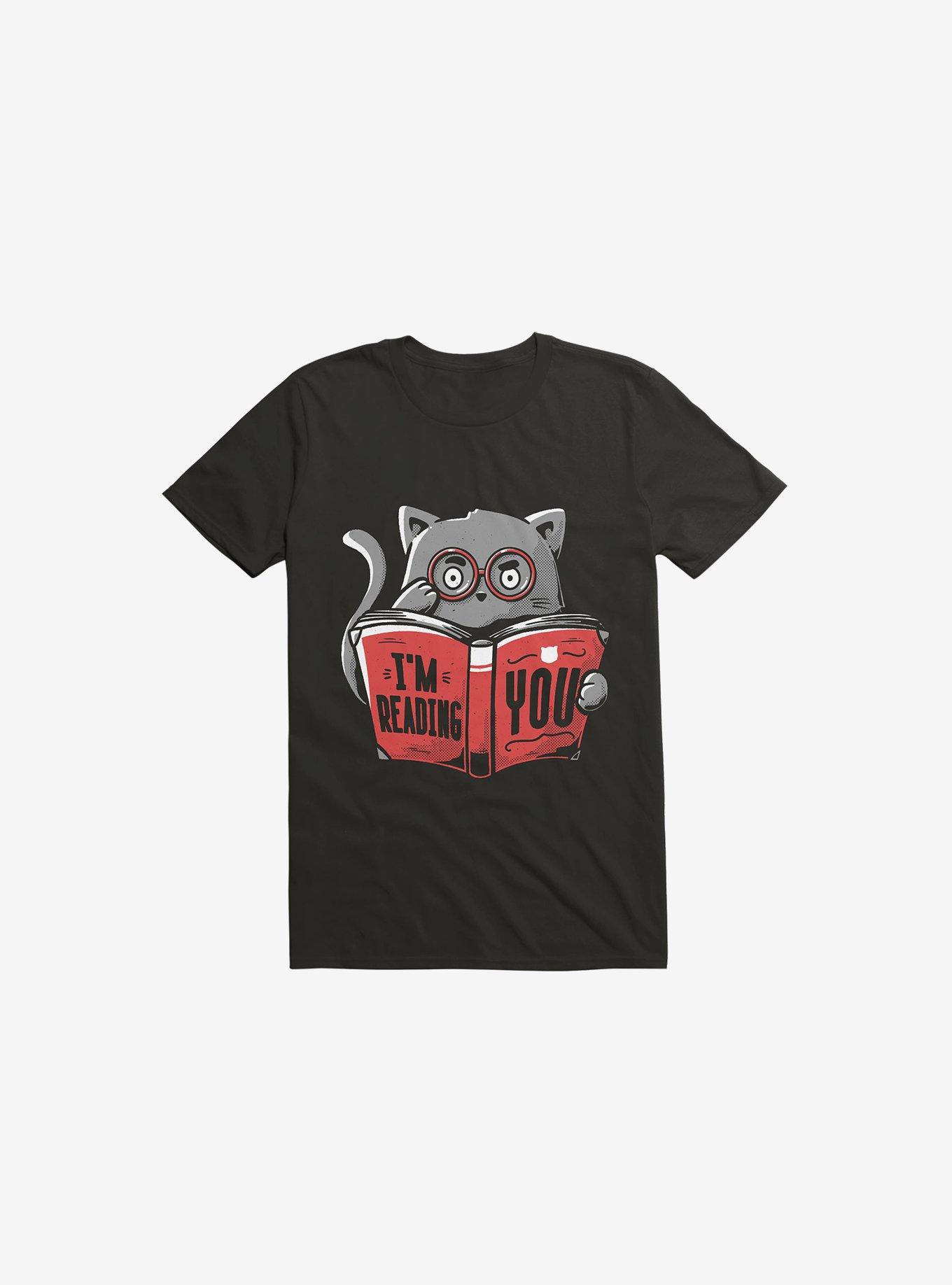 I'm Reading You Cat Black T-Shirt, BLACK, hi-res