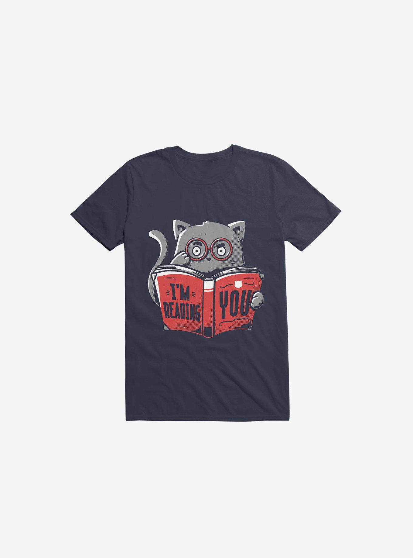 I'm Reading You Cat Navy Blue T-Shirt, , hi-res