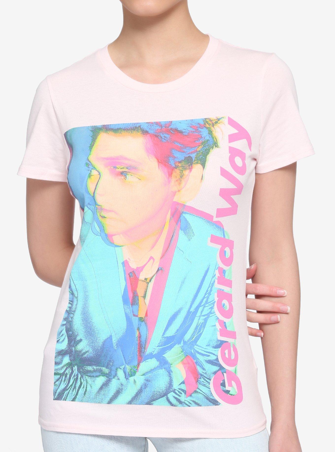 Gerard Way Portrait Vaporwave Girls T-Shirt, PINK, hi-res