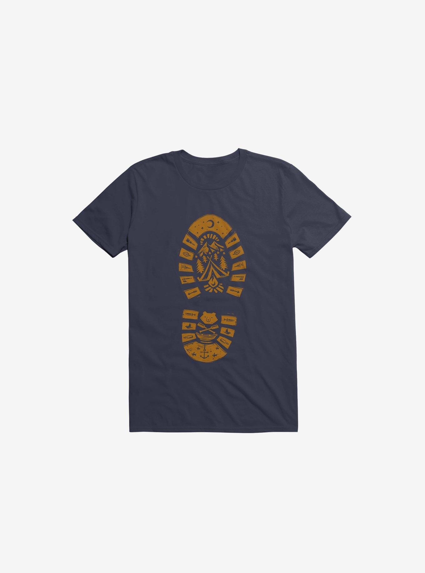 I Love Camping Boot Stamp Navy Blue T-Shirt, NAVY, hi-res