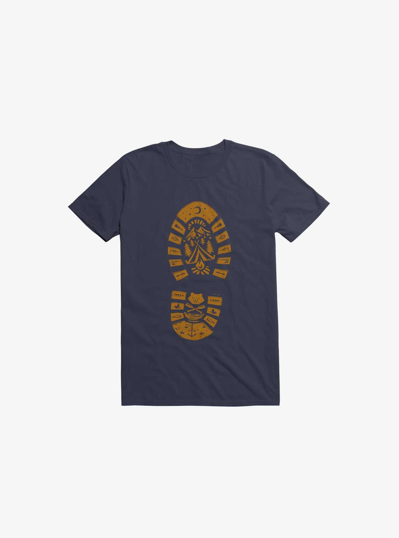 I Love Camping Boot Stamp Navy Blue T-Shirt, , hi-res
