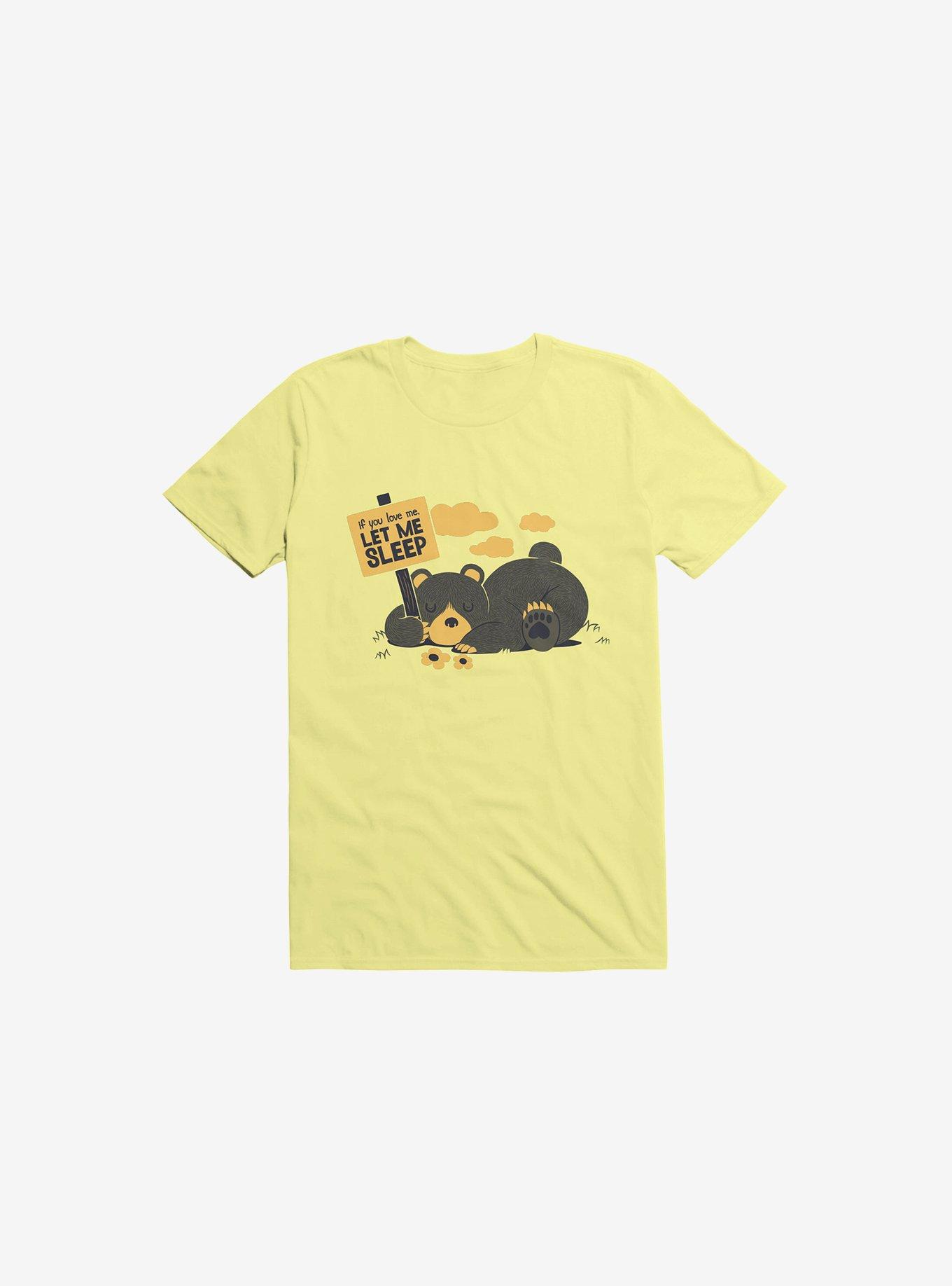 If You Love Me Let Me Sleep Bear Corn Silk Yellow T-Shirt, , hi-res