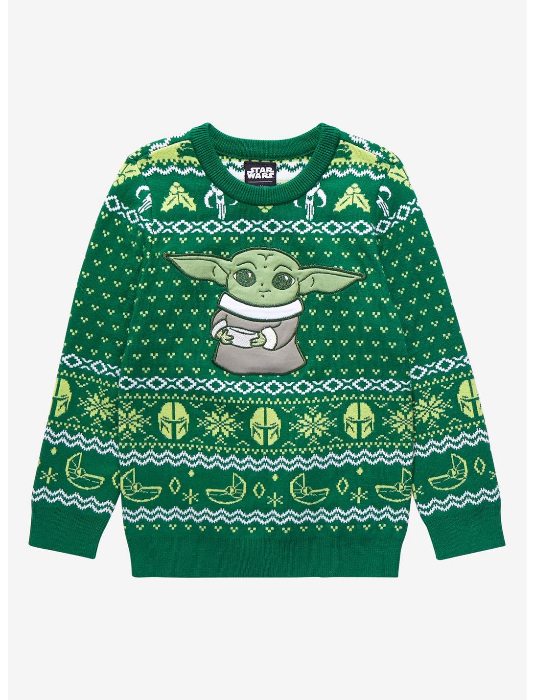 Our Universe Star Wars The Mandalorian The Child Toddler Holiday Sweater - BoxLunch Exclusive, GREEN, hi-res