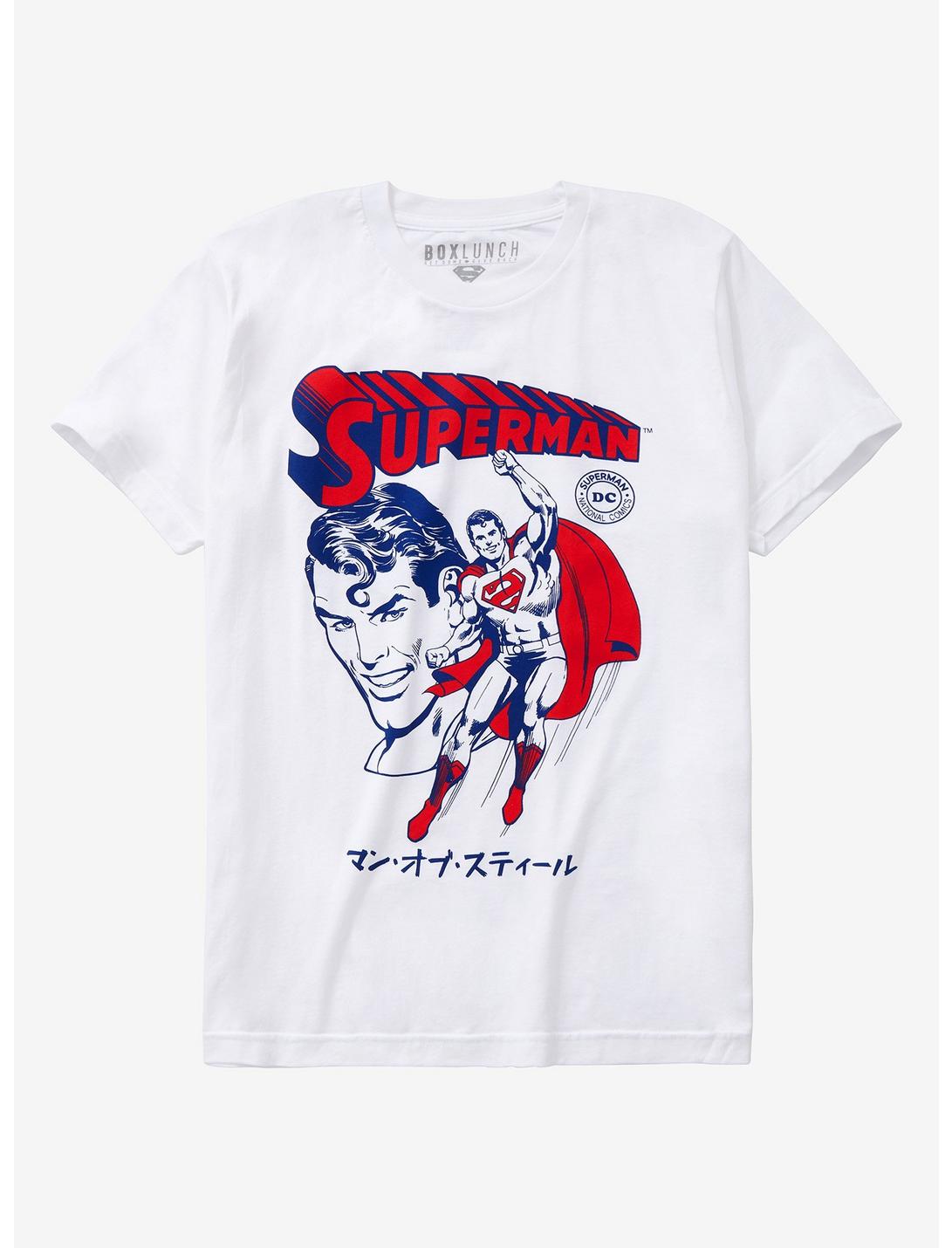 DC Comics Superman Katakana T-Shirt - BoxLunch Exclusive, OFF WHITE, hi-res