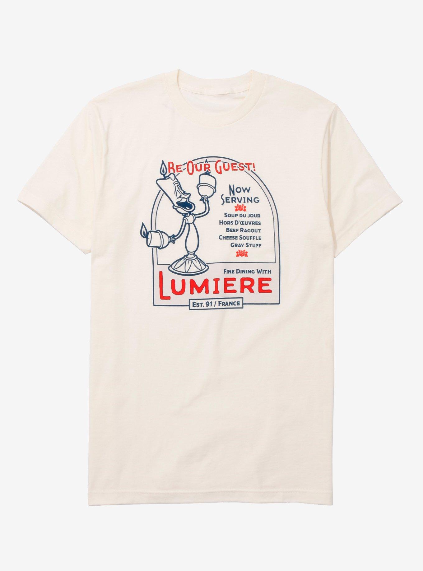 Disney Beauty and the Beast Lumiere Fine Dining T-Shirt - BoxLunch Exclusive, BLACK, hi-res
