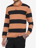 Black & Brown Wide Stripe Long-Sleeve Polo Shirt, STRIPE - TAN, hi-res