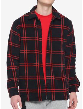 Red Grid Shirt Jacket, , hi-res