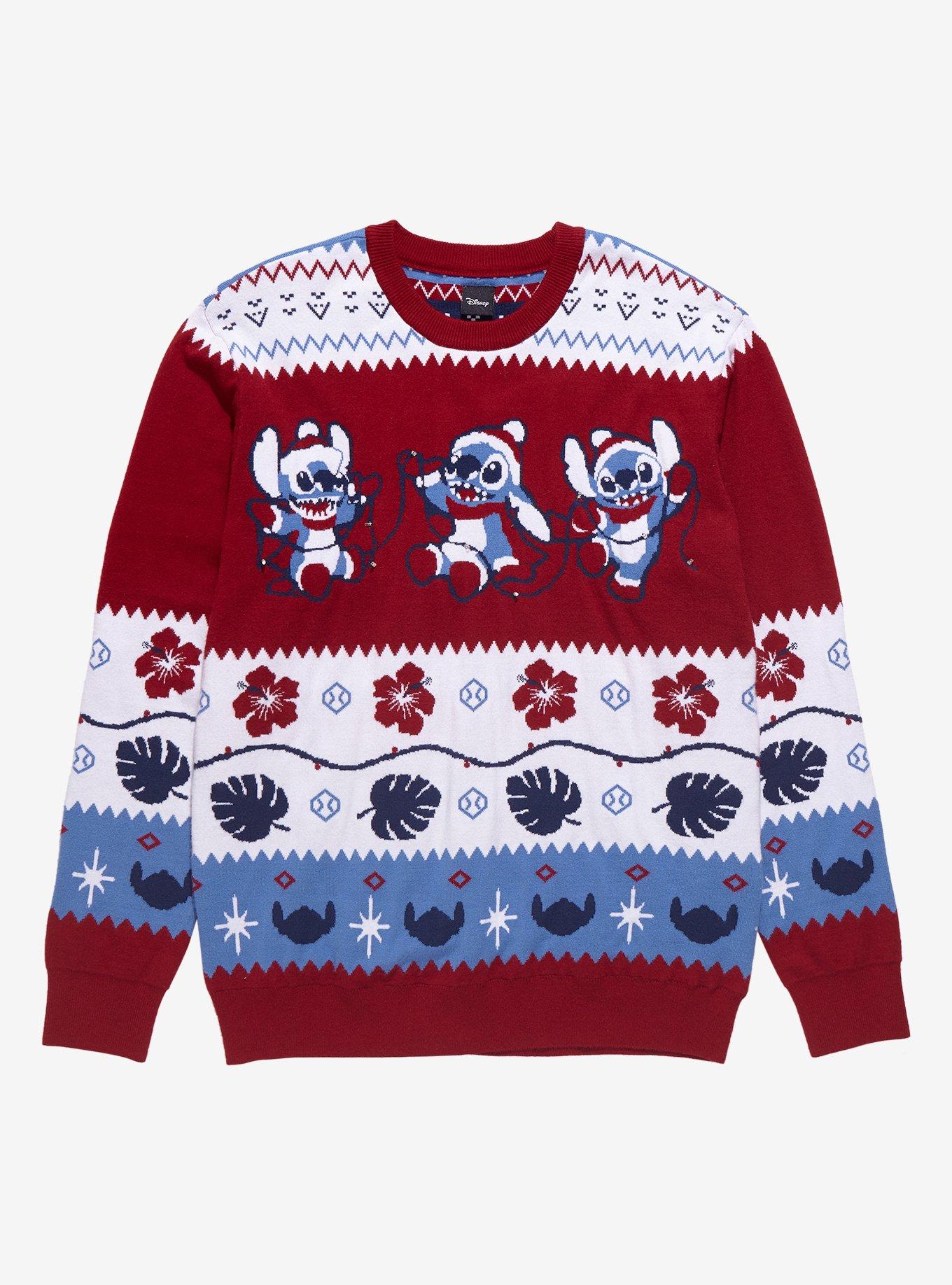 Stitch light 2025 up christmas sweater