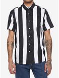 Black & White Vertical Stripe Woven Button-Up, STRIPE - WHITE, hi-res