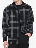 Light Grey Grid Shirt Jacket, BLACK  WHITE, hi-res