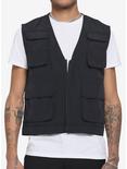 Black Utility Pocket Vest, BLACK, hi-res