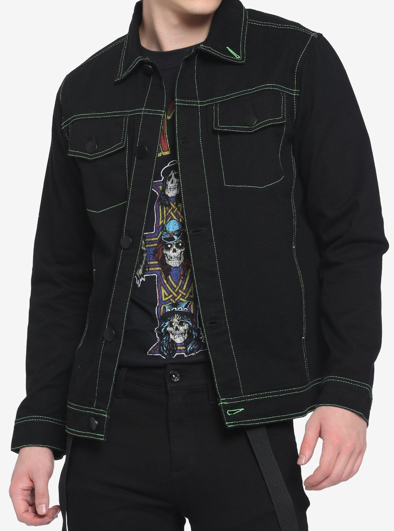 Black Stitched Denim Jacket (EXCLUSIVE)