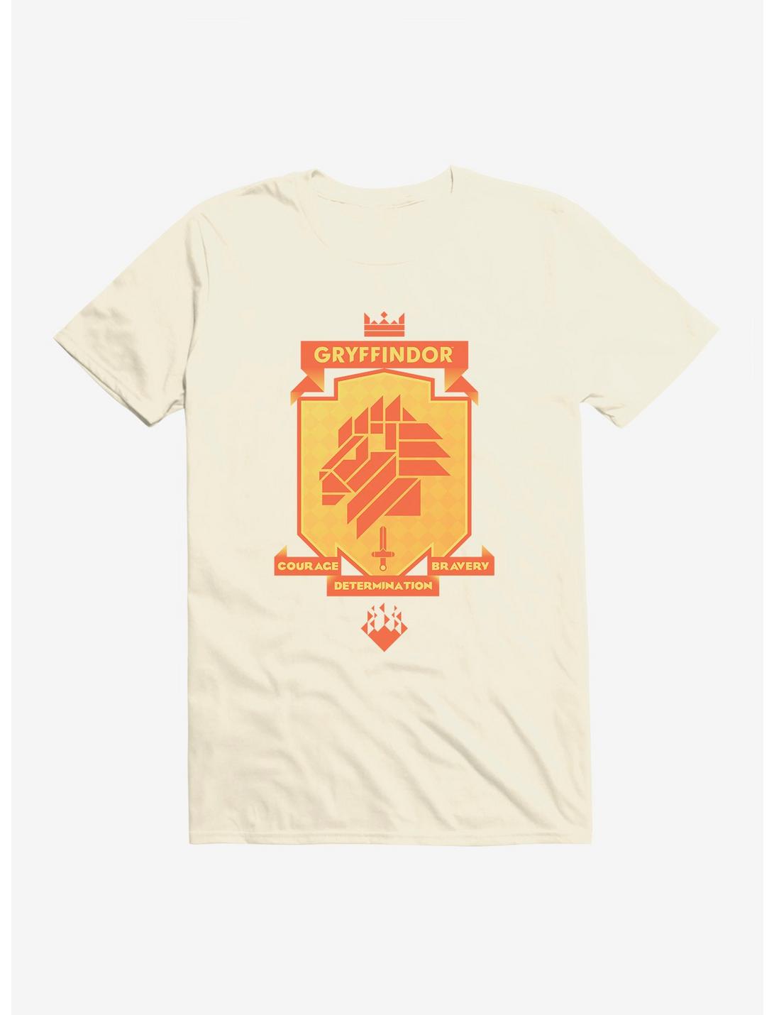Harry Potter Gryffindor Gold Shield Pixel Logo T-Shirt, NATURAL, hi-res