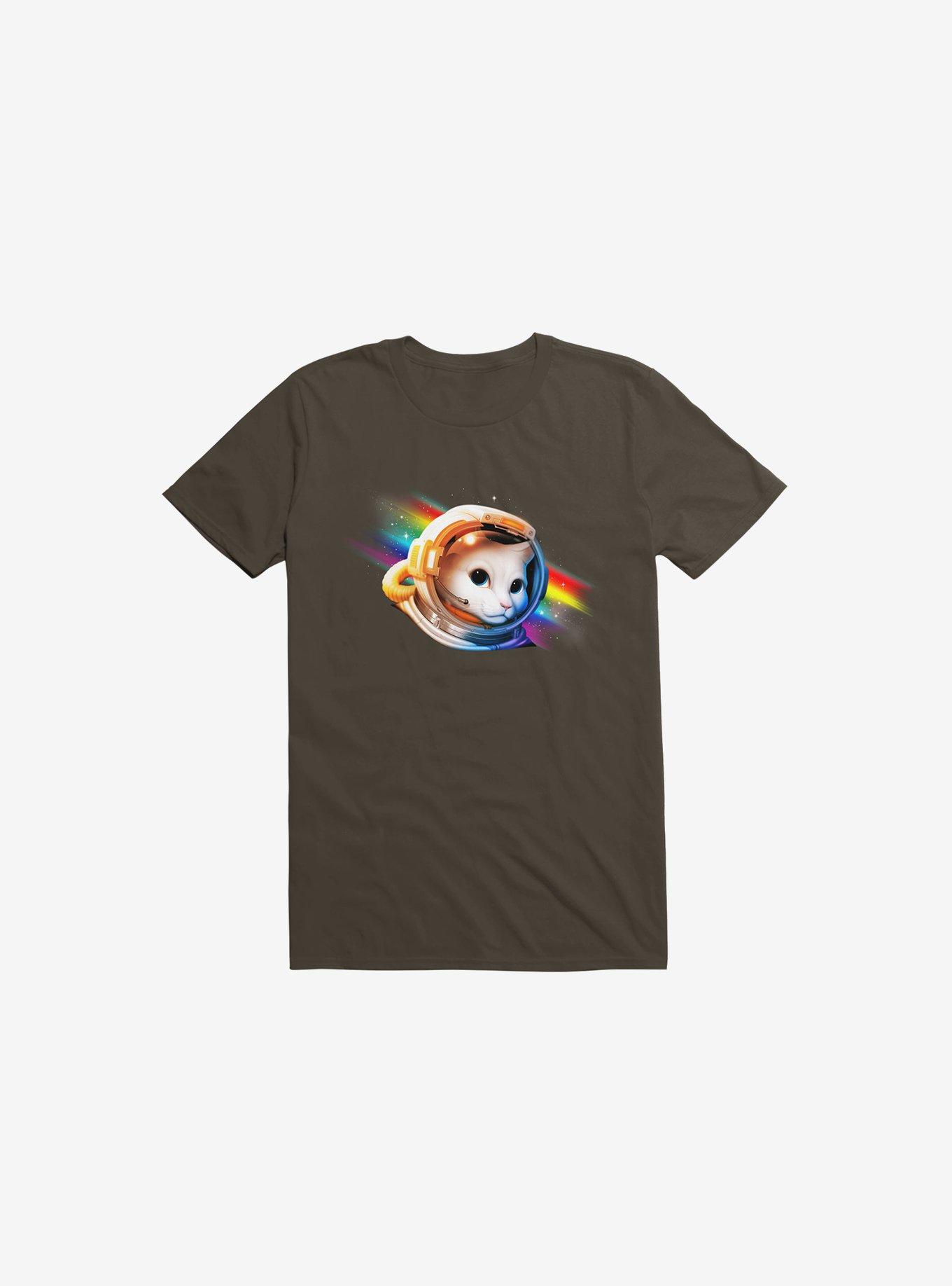 Astronaut Cat Brown T-Shirt, BROWN, hi-res