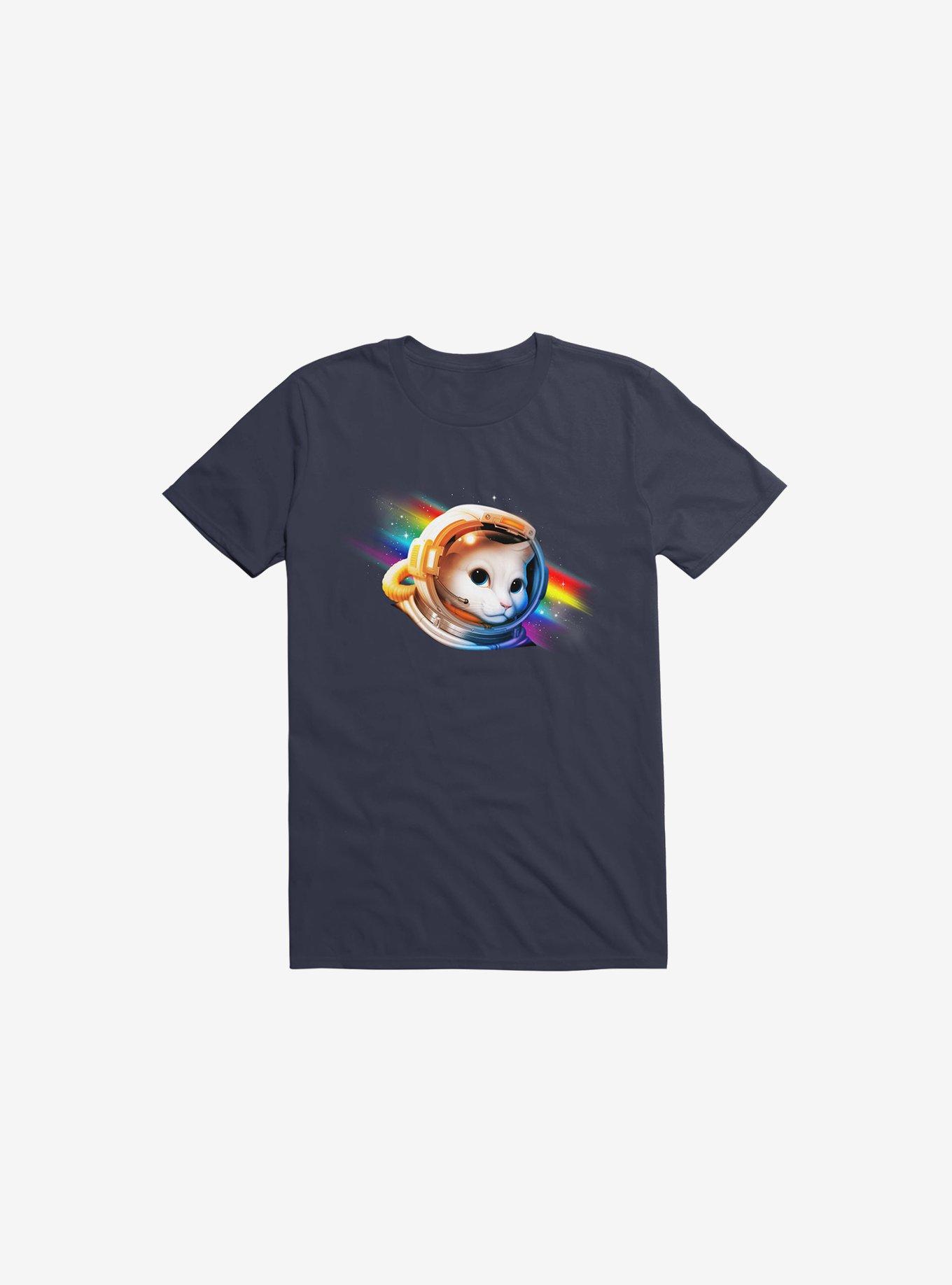 Astronaut Cat Navy Blue T-Shirt, NAVY, hi-res
